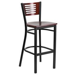 Flash Furniture XU-DG-6H1B-MAH-BAR-MTL-GG Commercial Bar Stool w/ Mahogany Wood Back & Wood Seat, Black