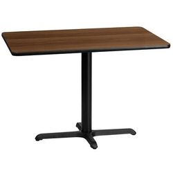 Flash Furniture XU-WALTB-3042-T2230-GG Rectangular Dining Height Table w/ Walnut Laminate Top - 42"W x 30"D, Cast Iron Base, Black