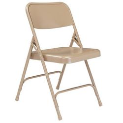 National Public Seating 201 Folding Chair w/ Beige Steel Back & Seat - Steel Frame, Beige, Green