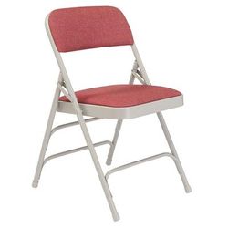 National Public Seating 2308 Folding Chair w/ Majestic Cabernet Fabric Back & Seat - Steel Frame, Gray