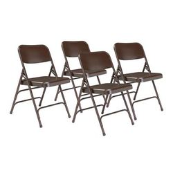 National Public Seating 303 Folding Chair w/ Brown Steel Back & Seat - Steel Frame, Brown