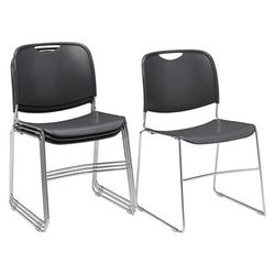 National Public Seating 8502 Stacking Chair w/ Gunmetal Gray Plastic Back & Seat - Chrome Plated Frame