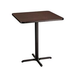 National Public Seating CT33636XBMY 36" Square Bar Height Table - Mahogany Laminate Top, Black Metal Base, 42" Height