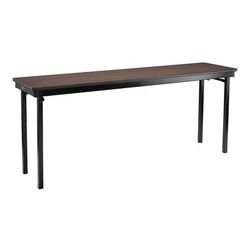 National Public Seating MSFT1872PWEBWT Folding Table w/ Montana Walnut Laminate Top & Black Steel Frame - 72"L x 18"W x 29"H