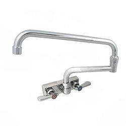 BK Resources EVO-4SM-18 Splash Mount Faucet w/ 18" Double Jointed Swing Spout & 4" Centers, Stainless Steel