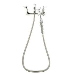 T&S B-0610-JJ Splash Mount Pot Filler Faucet w/ 68" Hose & Hook Nozzle, Stainless Steel