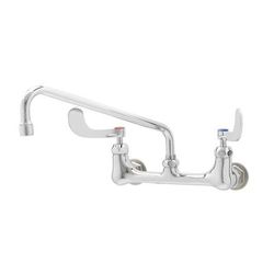 T&S B-2463 Wall Mount Double Pantry Faucet w/ 12" Swing Nozzle & 4" Wrist Action Handles, Chrome