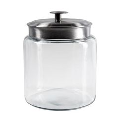 Anchor Hocking 95541AHG17 96 oz Mini Modern Montana Jar w/ Brushed Aluminum Metal Cover, Clear