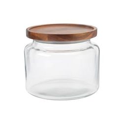 Anchor Hocking 97693AHG17 64 oz Mini Montana Glass Jar w/ Acacia Wood Lid, Clear, Case of 2