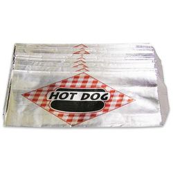 Winco 68002 Foil Hot Dog Bags, 12" x 6" x 10", Silver, Pack of 1000