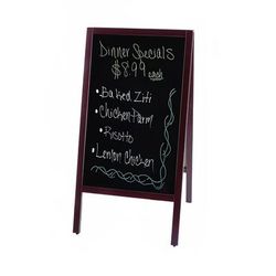 Winco MBAF-3 Sidewalk Marker Board Set w/ 4 Markers & 4 Eraser, Mahogany Finish, Brown