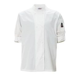 Winco UNF-12WS Signature Chef's Jacket w/ Long Sleeves - Poly/Cotton, White, Small