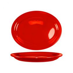 ITI CAN-13-CR 11 3/4" x 9 1/4" Oval Cancun Platter - Ceramic, Crimson Red