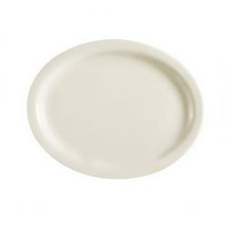 CAC NRC-12 9 1/2" x 7 1/4" Oval American White Narrow Rim Platter, NRC, 2 Dozen
