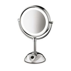 Conair Hospitality BE119CWH Tabletop LED Lighted Vanity Mirror - 8 1/2"D x 15 3/4"H, Chrome, 120v, Silver