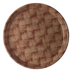Cambro 1550301 16" Round Serving Camtray - Low-Profile, Fiberglass, Dark Basket Weave, Dark Basketweave, Brown