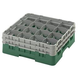 Cambro 16S534119 Camrack Glass Rack w/ 16 Compartments - 16 Gray Extenders, Sherwood Green, 2 Soft Gray Extenders