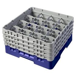 Cambro 16S800186 Camrack Glass Rack w/ 16 Compartments - 16 Gray Extenders, Navy Blue, Full Size, Polypropylene