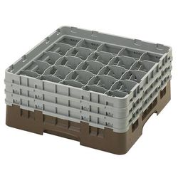 Cambro 25S638167 Camrack Glass Rack w/ (25) Compartments - (3) Gray Extenders, Brown, Brown Base, 3 Soft Gray Extenders