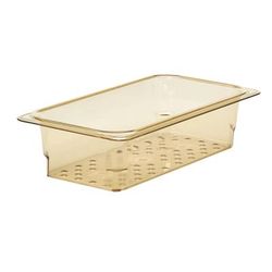 Cambro 33CLRHP150 H-Pan Colander - 1/3 Size, 3"D, Amber, 3" Deep, Yellow, Case of 6