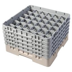 Cambro 36S958184 Camrack Glass Rack w/ (36) Compartments - (5) Gray Extenders, Beige, Stackable