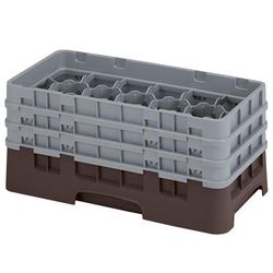 Cambro 8HS638167 Camrack Glass Rack - Half Size, (3)Extenders, 8 Compartments, Brown