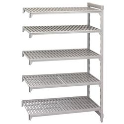 Cambro CPA245484V5PKG 54" NSF 5-Tier Polymer Shelf Kit - Camshelving Premium, 24"W, 84"H, 5 Vented Shelves, 54" x 24" x 84", Gray