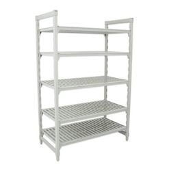 Cambro CPU184264V5480 42" NSF 5-Tier Polymer Shelf Kit - Camshelving Premium, 18"W, 64"H, 5 Vented Shelves, 42" x 18" x 64", Gray