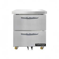 Continental SW27N-U-D 27" W Undercounter Refrigerator w/ (1) Section & (2) Drawers, 115v, 7.4 cu. ft, Silver
