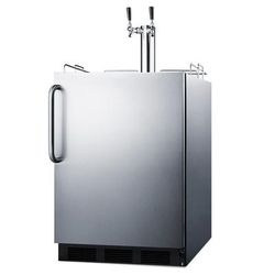 Summit SBC58BLBICSSADA 24" Kegerator Commercial Beer Dispenser w/ 2 Keg Capacity - 2 Column, Stainless, 115v, Silver