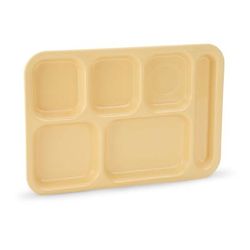 Vollrath 2615-09 Plastic Rectangular Tray w/ 6 Compartments, 13 3/4" x 9 3/4", Tan, Beige