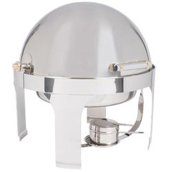 Vollrath 46070 New York / New York Round Chafer w/ Roll-Top Lid & Chafing Fuel Heat, Dome Roll-Top Lid, 6 qt, Stainless Steel