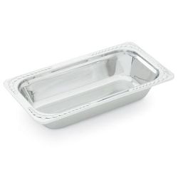 Vollrath 8231020 Miramar 2 7/10 qt Decorative 1/3 Size Rectangular Pan - 13 1/16 x 7 x 4" Stainless, Stainless Steel, 4" Deep