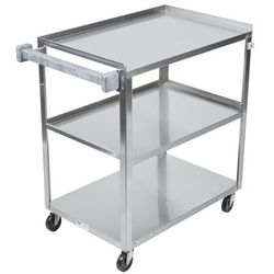Vollrath 97121 3 Level Stainless Utility Cart w/ 300 lb Capacity, Raised Ledges, 3 Shelves, Silver