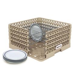 Vollrath PM3208-4 32 Dishwasher Rack - 32 Plate Capacity, 4 Extenders, Beige