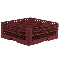 Vollrath TR18JJ 21 Rack Max Glass Rack w/ 12 Compartments - 12 Extenders, Burgundy, Red