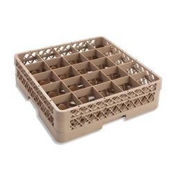 Vollrath TR6B Traex Glass Rack w/ 25 Compartments - 25 Extender, Beige, 25 Square Compartments, 1 Extender