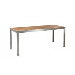 emu A1549 (06-401) Rectangular Outdoor Dining Height Table - 72" x 28", Brushed Aluminum & Faux Oak