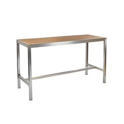emu A1550 (06-402) Rectangular Outdoor Bar Height Table - 72" x 28", Brushed Aluminum & Faux Wenge