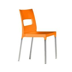 emu B9008 (66) Olly Indoor/Outdoor Stackable Side Chair - Orange Plastic w/ Aluminum Frame, Polypropylene/Aluminum