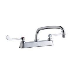 Elkay LK810AT10T6 Deck Mount Faucet w/ 10" Arch Tube Spout & 6" Wrist Blade Handles - 8" Centers