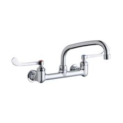 Elkay LK940AT08T6H Splash Mount Faucet w/ 8" Arched Swing Spout & 6" Wrist Blade Handles - 8" Centers, Chrome
