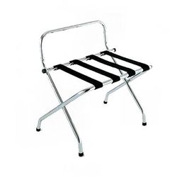 CSL 1055C-BL Metal Luggage Rack w/ 2 1/4" Black Poly Straps - 24 1/4"W x 16"D x 26 1/2"H, Chrome