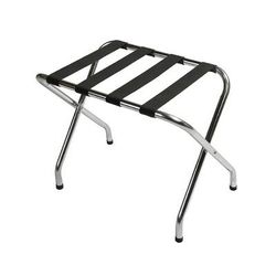 CSL 155C-SV Metal Luggage Rack w/ 2 1/4" Silver Poly Straps - 26"W x 16 1/2"D x 20"H, Chrome