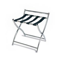 CSL 199SS-BL Luxury Series Metal Luggage Rack w/ Black Poly Straps - 19 1/2"W x 18 1/2"D x 22 1/2"H, Silver