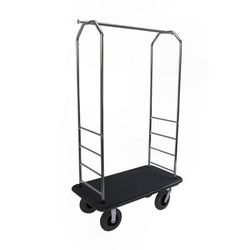 CSL 2000BK-080 BLK Easy Mover Bellman's Luggage Cart w/ Black Carpet, Chrome, Silver