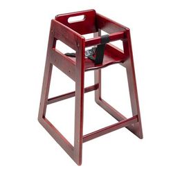 CSL 900MH 27" Stackable Wood High Chair w/ Waist Strap - Rubberwood, Mahogany, Brown