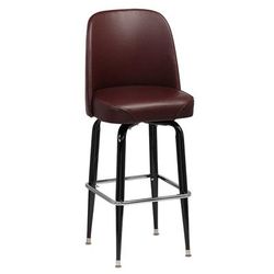 Royal Industries ROY 7714 BRN Commercial Bar Stool w/ Solid Back & Brown Vinyl Bucket Seat, Black