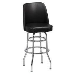 Royal Industries ROY 7722 B Commercial Bar Stool w/ Solid Back & Black Vinyl Bucket Seat, Chrome