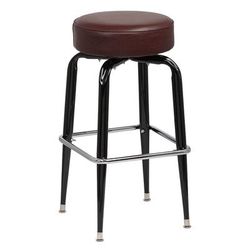 Royal Industries ROY 7723 BRN Backless Commercial Bar Stool w/ Brown Vinyl Seat, Black